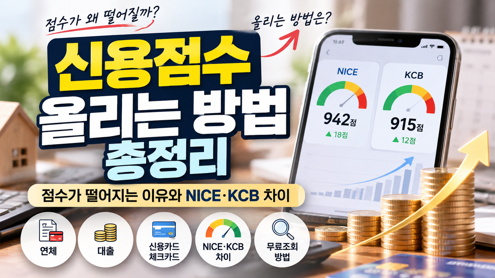 신용점수 올리는 방법과 점수가 떨어지는 이유, NICE KCB 신용점수 차이 및 무료 조회 안내