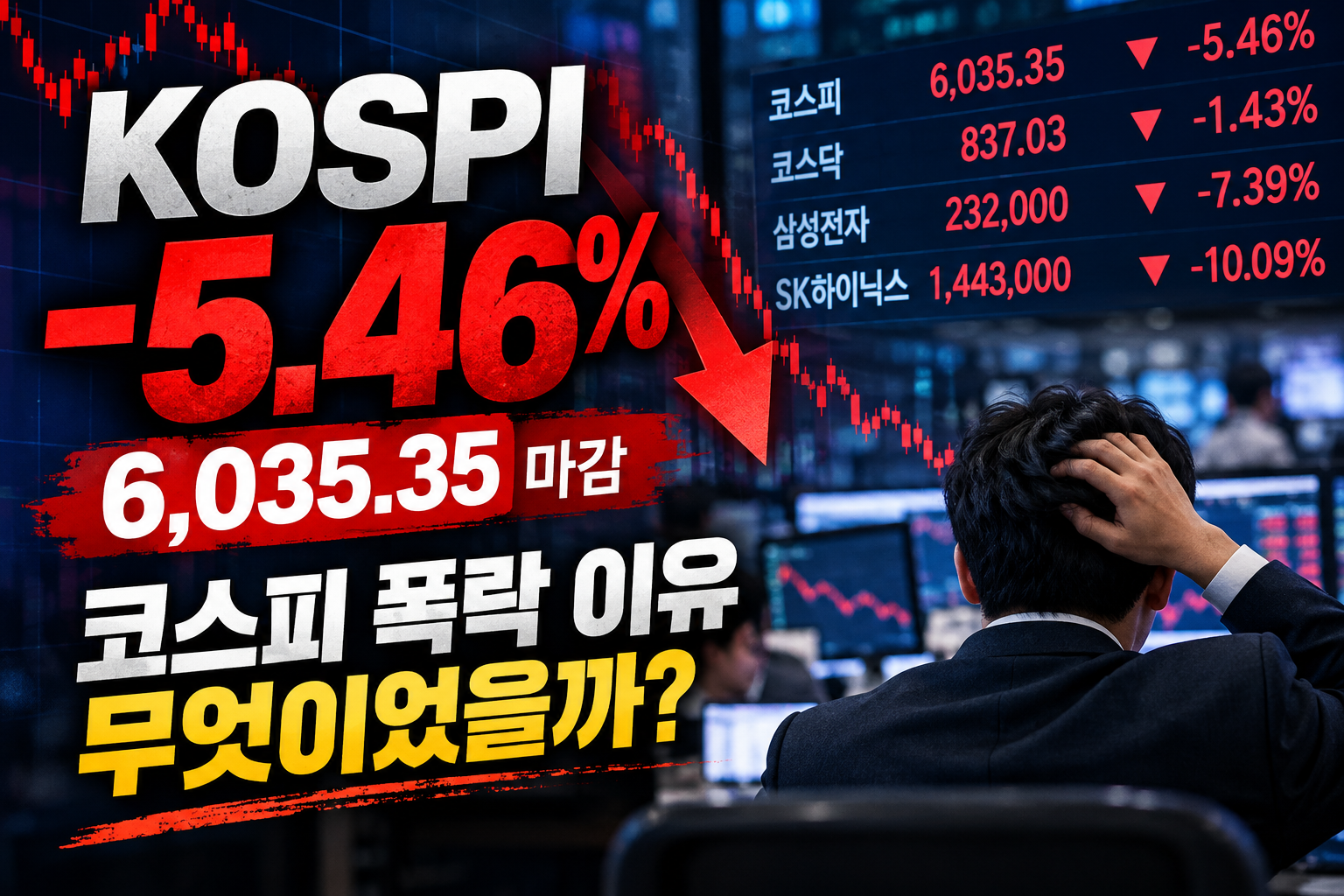 2026년 10월 13일 코스피 5.46% 폭락, 6035.35 마감 및 급락 원인 분석
