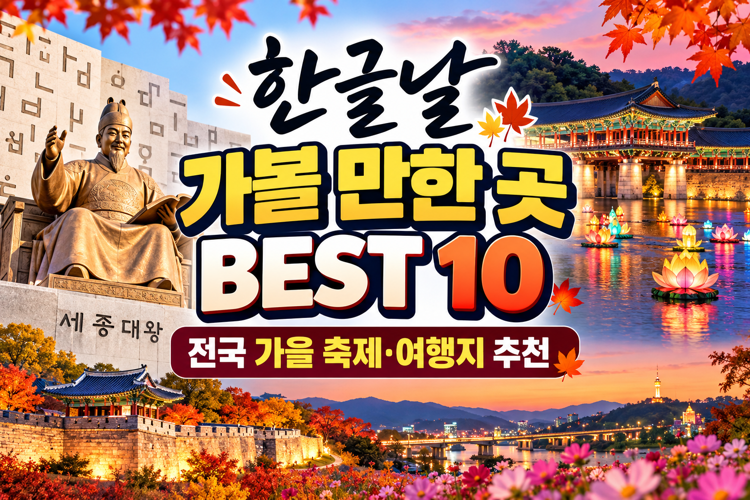 한글날 가볼 만한 곳 BEST 10 전국 가을 축제 및 국내 여행지 추천 대표이미지